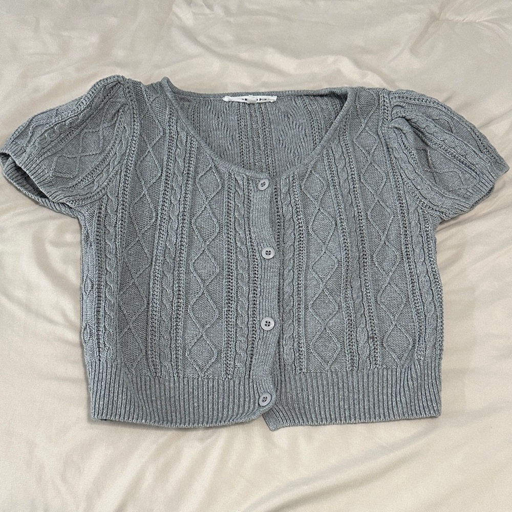 Celebrity Pink Gray Short Sleeve Cardigan